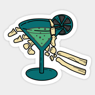 cocktail served to a skeleton hand Sticker